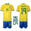 Brasil Antony #19 Hjemmedraktsett Barn VM 2022 Kortermet (+ korte bukser)